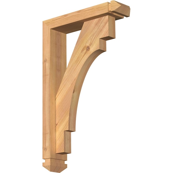 Ekena Millwork Merced Arts and Crafts Smooth Bracket w/ Offset Brace, Western Red Cedar, 3 1/2"W x 14"D x 22"H BKT0402X14X22MRC03SWR - main